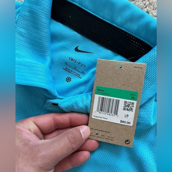 Nike Dri-FIT Tour Golf Polo Shirt Blue Lightweight - Picture 8 of 10